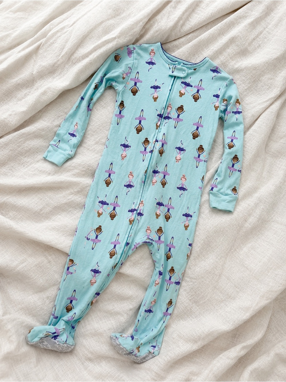 🐻 5/$15 Carter's Aqua Ballerina Print Footed One-Piece Pajamas 3T